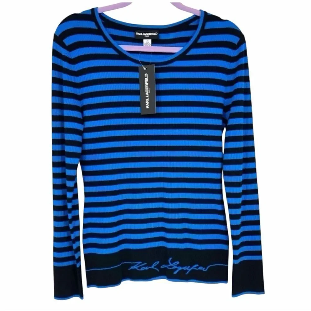 NWT Karl Lagerfeld Paris Signature Stretch Knit Sweater Size M